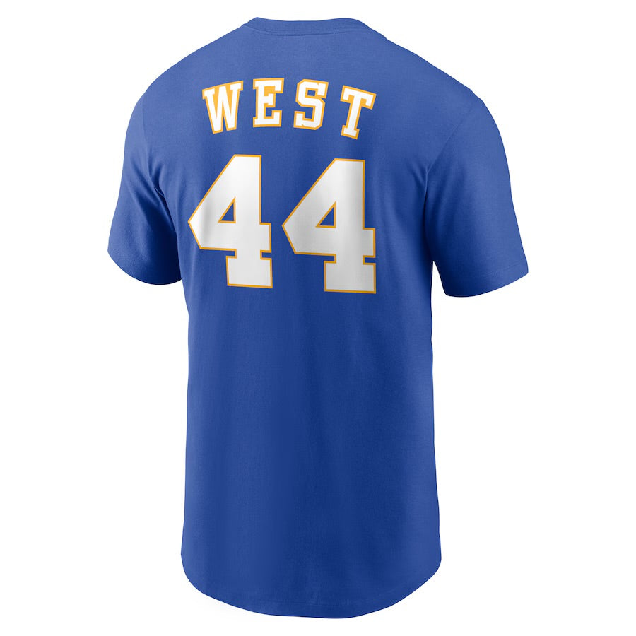 リア突WEST Tシャツ　M MEN'S JERRY WEST TRIBUTE COLLECTION by Nike - Royal Blue Throwback