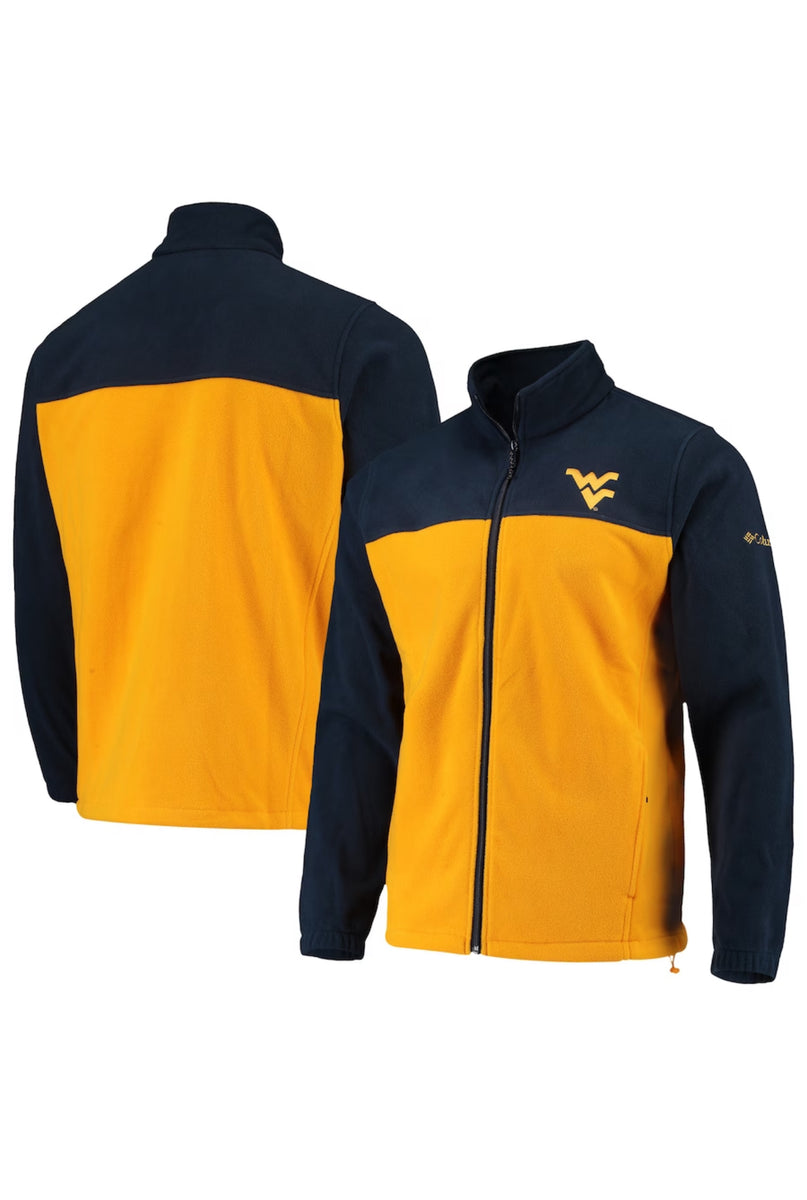 Libertad ジャケット Lサイズ イエロー/ネイビー上160下150 COLUMBIA MEN'S WEST VIRGINIA MOUNTAINEERS FLANKER III FLEECE FULL