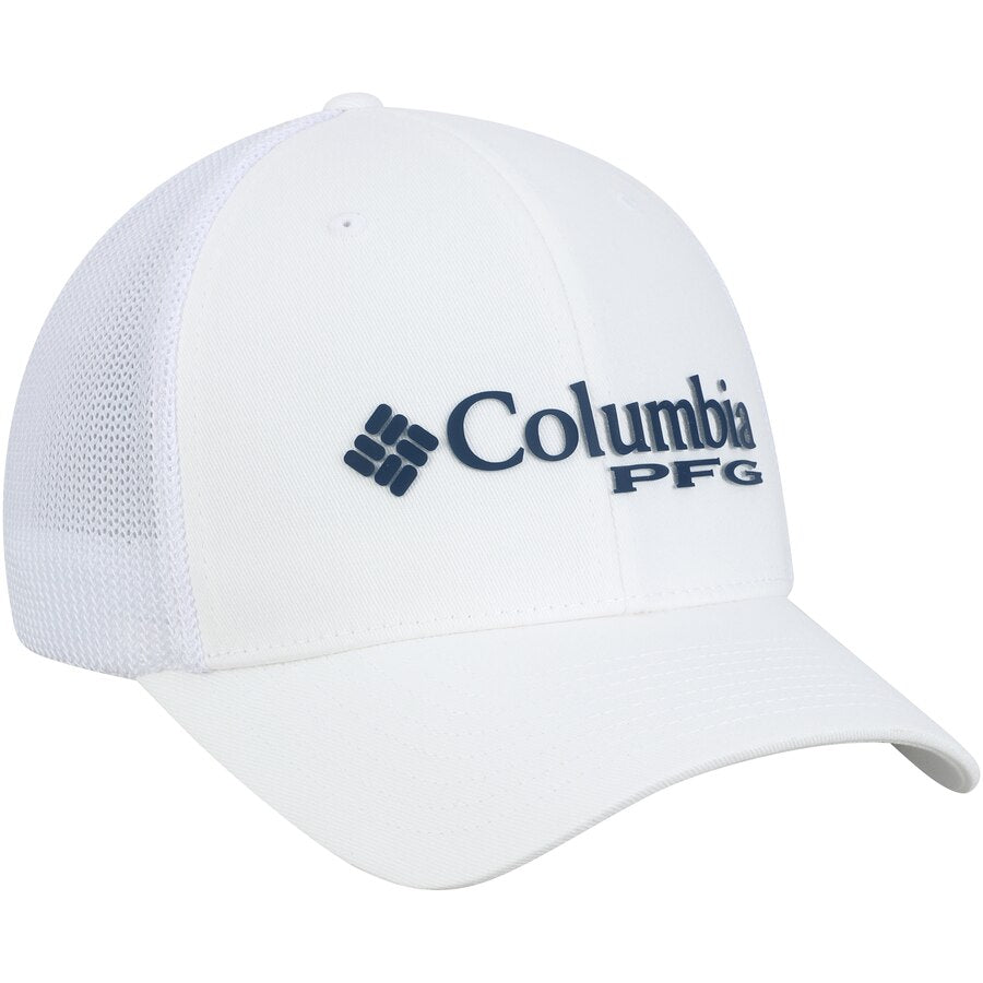 Columbia West Virginia PFG Mesh Flex Fit Hat White Sm/Med