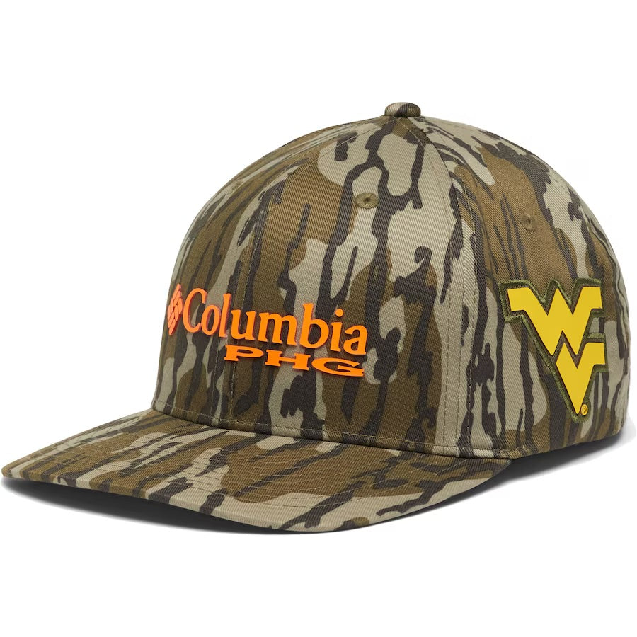 Columbia Men's Mossy Oak Camo West Virginia Mountaineers Bottomland Flex Hat - Camo