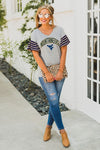 GAMEDAY COUTURE WOMEN'S GREY RUFFLE SLEEVE TEE