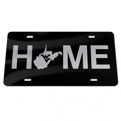 HOME LICENSE PLATE BLACK AND CHROME ACRYLIC