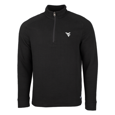 CUTTER & BUCK WVU BLACK COASTAL HALF-ZIP