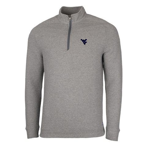CUTTER & BUCK WVU GREY COASTAL HALF-ZIP