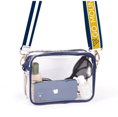 COLLEGIATE CLEAR PURSE WITH REVERSIBLE SHOULDER STRAPS